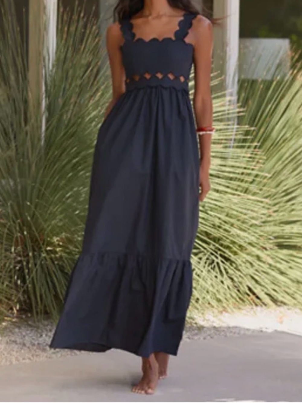 Beach Riot Campbell Cutout Scallop-Trim Maxi Dress